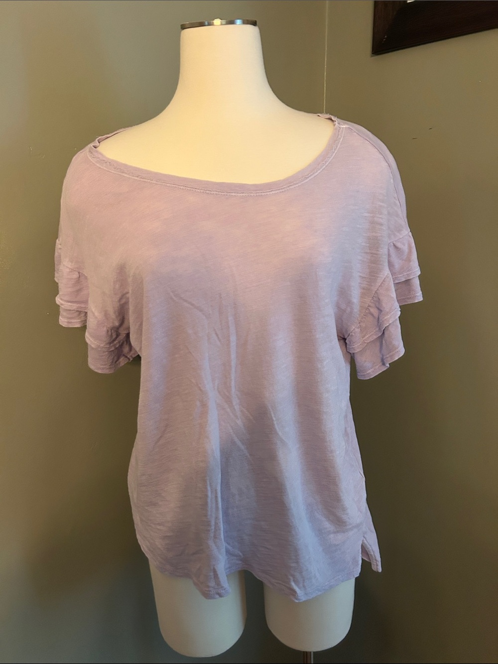 Pilcro Soft Lilac Ruffle Sleeve Tee